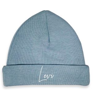 Babymutsje Grey/Blue met naam