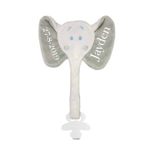 Speendoekje Olifant met naam en datum – White