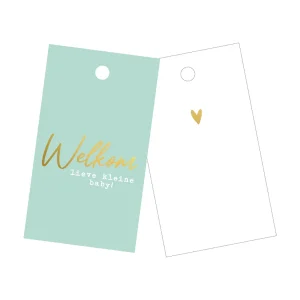 Cadeaulabel – Welkom lieve kleine baby – 5 stuks