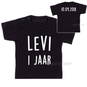 Verjaardagsshirt naam *leeftijd* jaar en (geboorte)datum